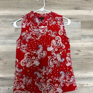 Red paisley sleeveless top